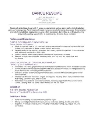 how to make a dance resume that stands out